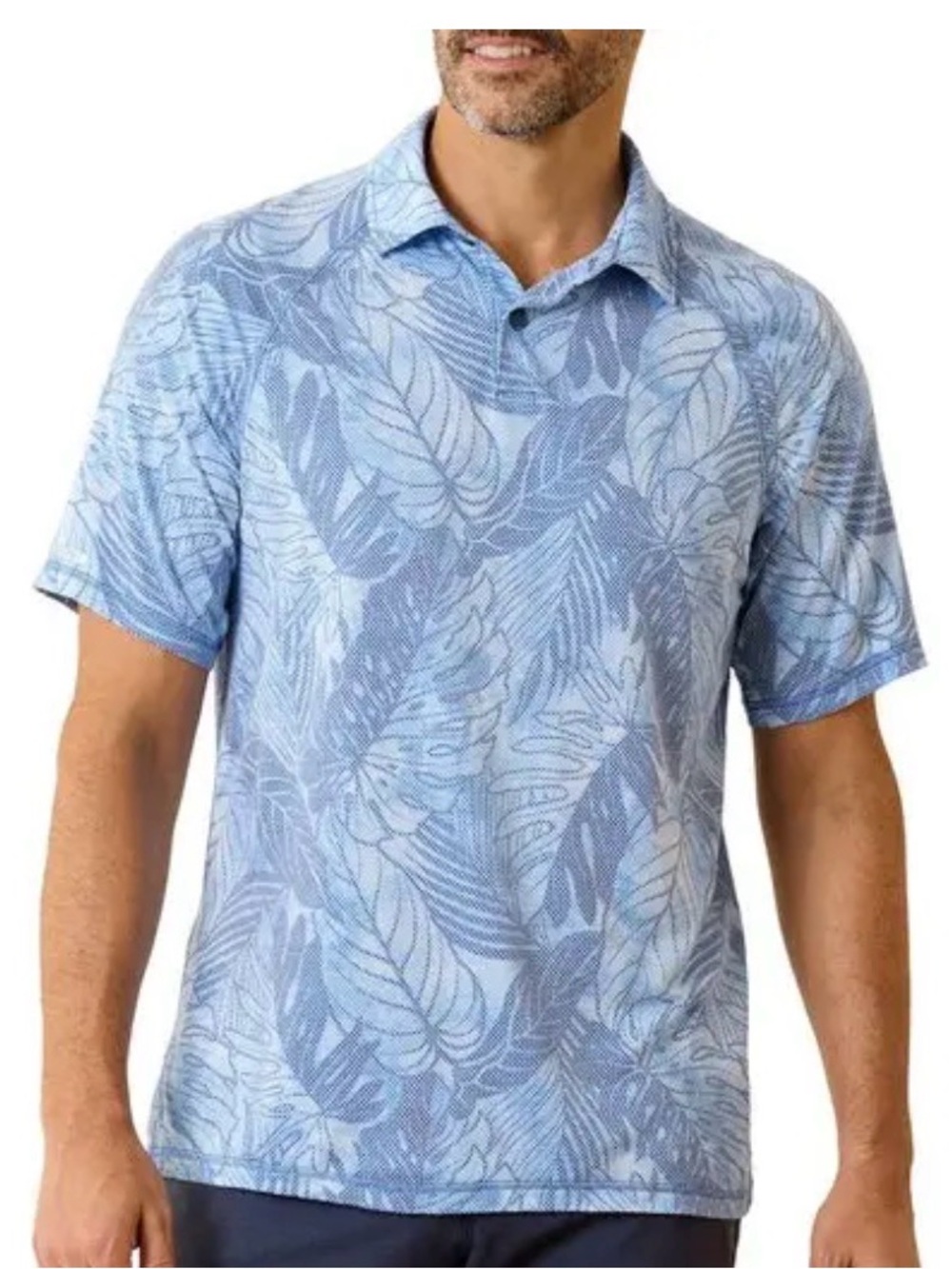 Tommy Bahama Light Blue Tropical Leaf Polo